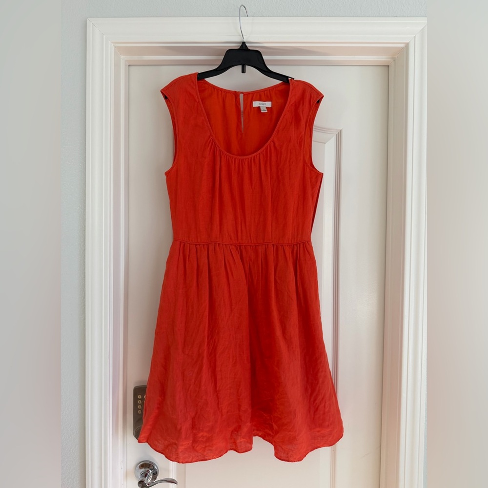 J. Crew Orange Linen Sleeveless Dress